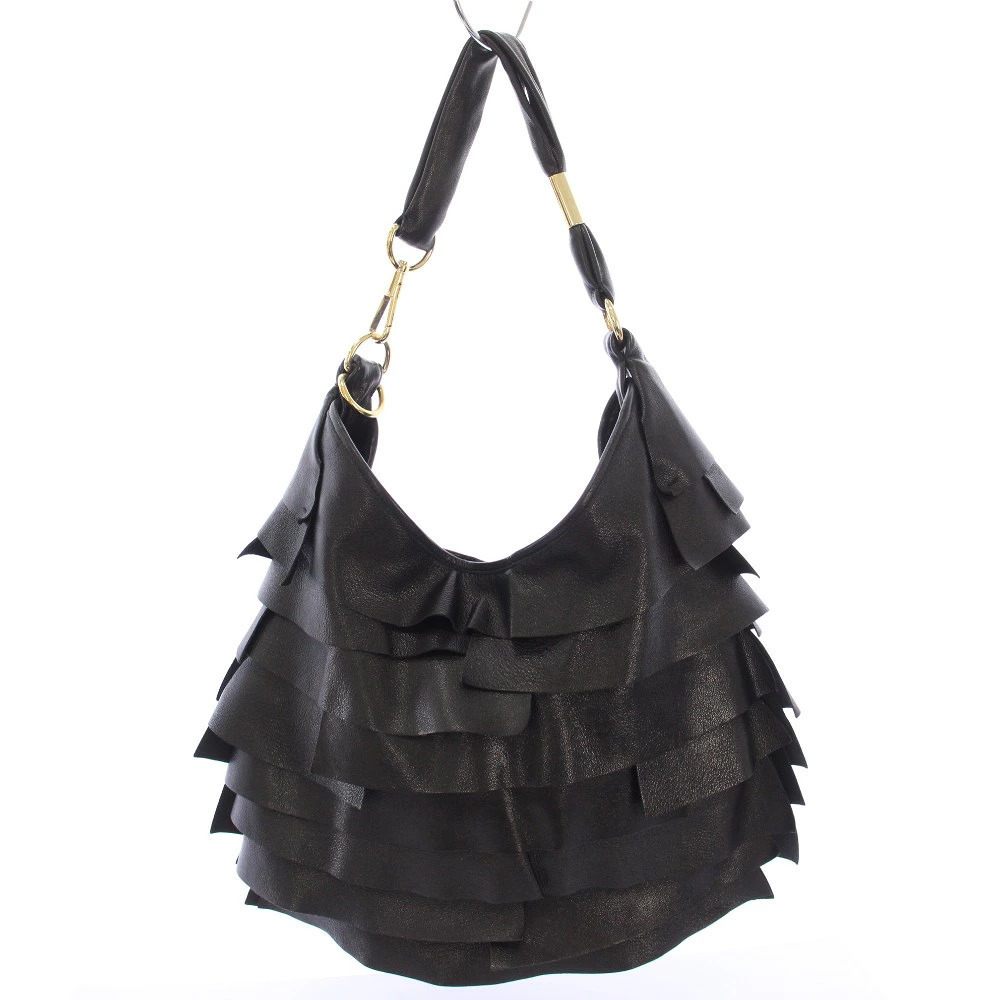 Saint Laurent Yves Rive Gauche Saint Tropez Tie red Frill Shoulder Bag Black